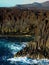 Wild sea waves crashing against a volcanic cliff in Lanzarote Canary Islands