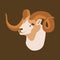 Wild sheep head profile vector style Flat