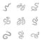 Wild snake icon set, outline style