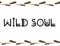 Wild sould boho indigenous typography with feathers border seamless pattern. Freehand owl or hawk quill background. Vector mockup