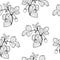 Wild strawberries seamless background, black and white periodic pattern.