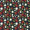 Wild strawberries seamless pattern on dark blue color.