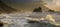 Wild Tenerife beach.Dramatic shot of ocean waves crashing against rocks