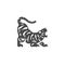 Wild tiger roaring striped creature jungle wild animal monochrome icon vector illustration