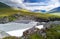 A wild, turbulent mountain river in the Sarek National Park, Sweden.