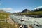 A wild, turbulent mountain river in the Sarek National Park, Sweden.