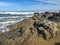 Wild volcanic rocky coast near the Atlantic ocean