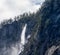 A wild waterfall somewhere in a Scandinavian forest, Norway