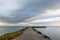 Wild weather and storm clouds above the Robe breakwater located in South Australia on November 11th 2020