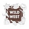 Wild West Banner Template, Western, Cowboy Hand Drawn Symbols Vector Illustration