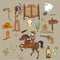 Wild west cartoon set.Vector illustration