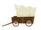 Wild west cartoon wagon with tent. Old western carriage icon isolated on white background