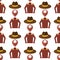 Wild west cowboy cloth rodeo equipment different accessories seamless pattern background vector illustration.