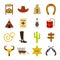 Wild west cowboy flat icons