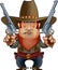 Wild west cowboy gunslinger holding two guns