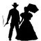 Wild West Cowboy and Lady Silhouette