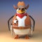 Wild west cowboy penguin sheriff stands steadfast ready to draw his pistols, 3d illustration
