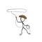 Wild west cowboy with rope. Vector simple cowboy loop. Stickman no face clipart cartoon. Hand drawn. Doodle sketch  graphic