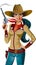 Wild west cowgirl gunslinger holding gun