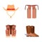 Wild west elements set icons cowboy rodeo equipment and different accessories vector illustration.