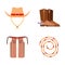 Wild west elements set icons cowboy rodeo equipment and different accessories vector illustration.