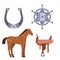 Wild west elements set icons cowboy rodeo equipment and different accessories vector illustration.