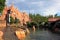 Wild West Falls log flume ride canyon setting and lake