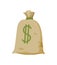 Wild west flat icon. Accessorie or object game and app ui icon. Money bag