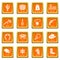 Wild west icons set orange square