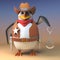 Wild west sheriff cowboy penguin is about to arrest a villain with his handcuffs drawn, 3d illustration
