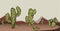 Wild West Texas Desert Scene with Cactus.