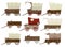 Wild west wagons cartoon set. Old western carriage icons isolated on white background