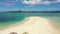 Wild white sand beach with coconut trees. Cotivas Island Cottage. Caramoan Islands, Philippines.