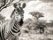 of a wild Zebra in southern Africa.