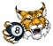 Wildcat Angry Pool 8 Ball Billiards Mascot Cartoon