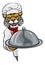 Wildcat Chef Mascot Sign Cartoon Character