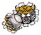 Wildcat Holding Baseball Ball Breaking Background