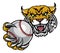 Wildcat Holding Baseball Ball Mascot