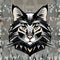 Wildcat logo on grey background. Geometric Features.