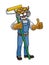 Wildcat Painter Decorator Paint Roller Mascot Man