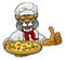 Wildcat Pizza Chef Cartoon Restaurant Mascot Sign