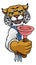 Wildcat Plumber Cartoon Mascot Holding Plunger