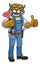 Wildcat Plumber Cartoon Mascot Holding Plunger