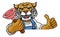 Wildcat Plumber Cartoon Mascot Holding Plunger