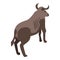 Wildebeest animal icon, isometric style
