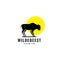 Wildebeest animal with sunset minimalist logo design vector