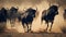 A wildebeest herd running Ai generative