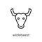 Wildebeest icon. Trendy modern flat linear vector Wildebeest icon on white background from thin line animals collection