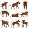 Wildebeest icons set, cartoon style