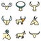 Wildebeest icons set vector flat